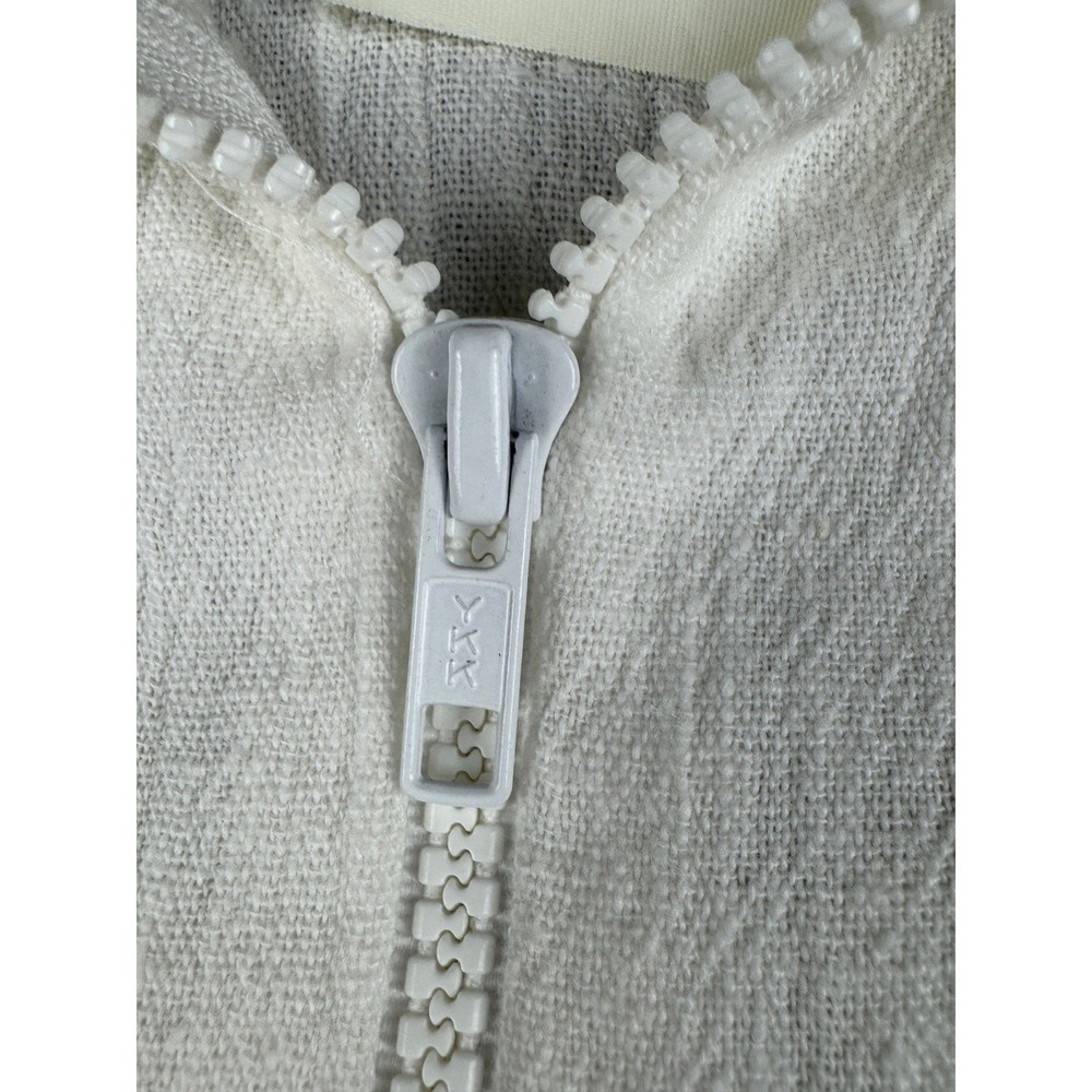 Vintage Hula Girl Applique Zip Up Jacket White Cotton Blend Drawstring Hem Sz 10 - Picture 8 of 11